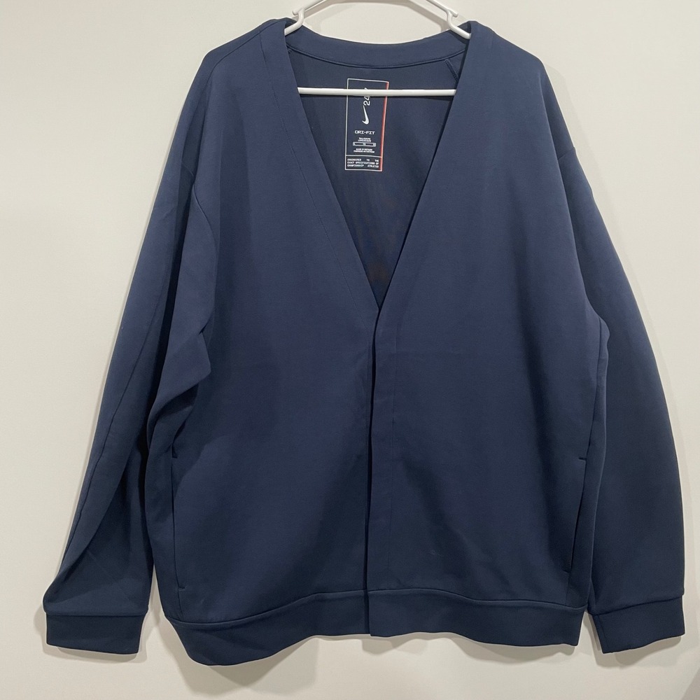 Nike 24.7 Impossibly Soft Cardigan Mens XL Tall Navy Blue HQ6948-451 NWT $125